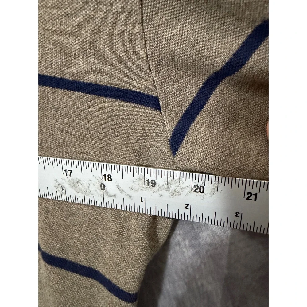 Polo Ralph Lauren Mens Small Brown Navy Striped Pique Short Sleeve Polo Shirt